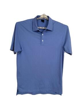 Dunning Golf Polo Shirt Men XL Blue Striped Stretch Performance Country Club